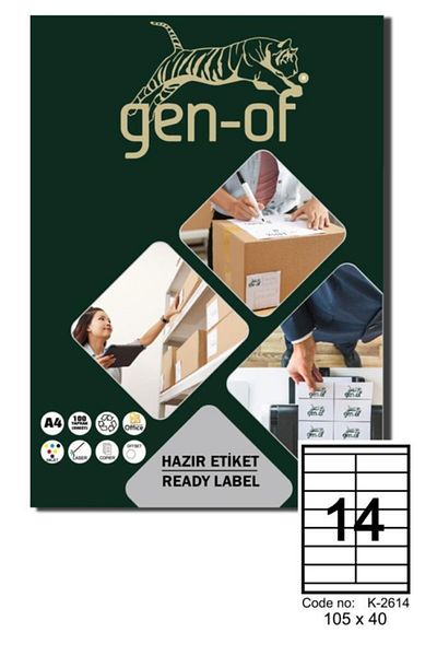 Gen-Of Gk-2614 Laser Label 105x40 100 Sheets (1400 Labels)