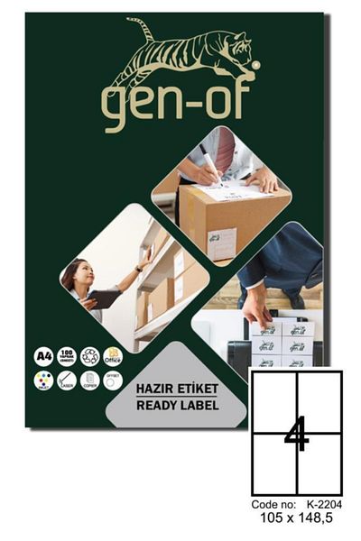 Gen-Of Gk-2204 Laser Label 105x148.5 100 Sheets (400 Labels)