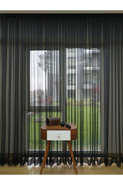 Esse Home Black Plain Tulle Curtain Skirt Folded, 500x260, Sparse Pleat, 1/2