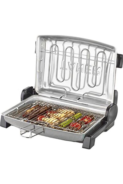 TANER Kebapçı Tnrız1705 Elektrikli Izgara Mangal Barbekü Çift Telli Büyük Boy Gri