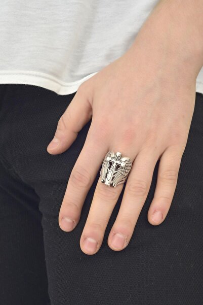 LABALABA ERKEK ANTİK GÜMÜŞ KAPLAMA GOTHIC  YÜZÜK