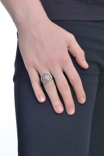 LABALABA Erkek Antik Gümüş Kaplama Telkari Görünümlü Yüzük