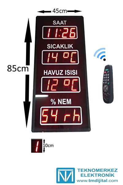 Havuz Saat-derece-nem, Kasa Ölçüsü: 45x85 Cm Display:100mm