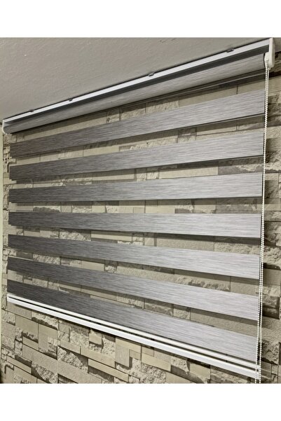 PERDECİNİZ Zebra Curtain Bamboo Gray Color Curtain Aluminum Case (Skirt Straight)