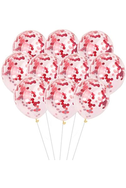 Partimarka بالونات شفافة بالترتر المعدني الأحمر