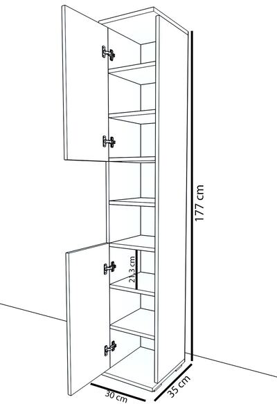 Genel Markalar Birnurpazar Ahenk 8 Raflı 2 Kapaklı Çok Amaçlı Boy Dolabı Cordoba