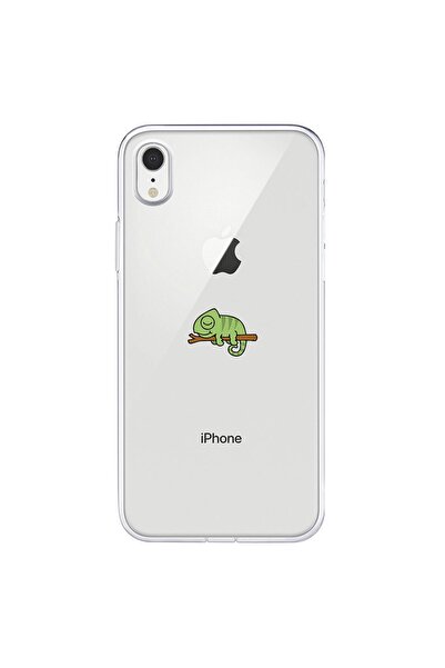 shoptocase Iphone Xr Şeffaf Bukalemun Desenli Telefon Kılıfı