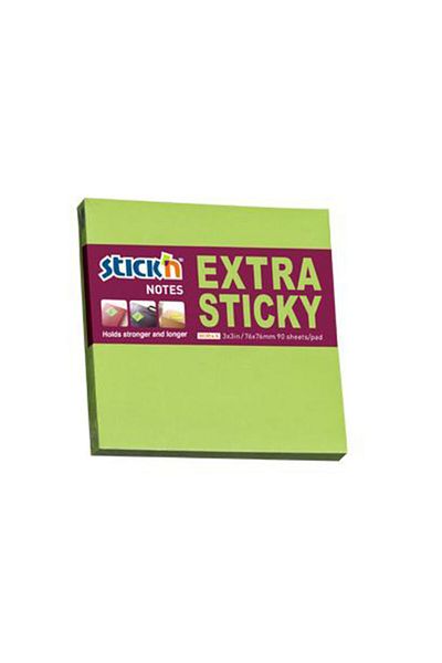 Gıpta Hopax Stickn 21672 Extra Adhesive Note Paper Extra 90 Sheets 76x76 Mm Neon Green (12 Cob)