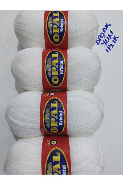 OPAL [4 Pieces] 100 Gr Fiber Yarn White 475 Meters Crochet No Lace Series 4 or 5 Dir