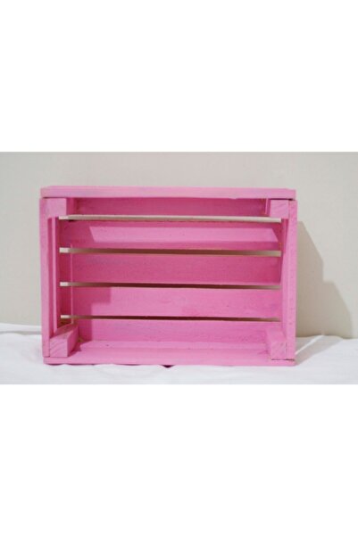 DEMBEY AHŞAP ATÖLYE Ahşap Atölye Ahşap Kasa Raf Çiçeklik Renkli Mini Kasa Pembe