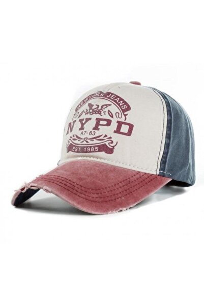 Genel Markalar Unisex Kırmızı Nypd Şapka Cap Şapka Eskitme Tasarım