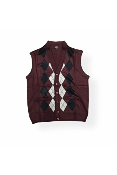 Nacar Erkek Desenli Ince Yünlü Triko Baba Yelek