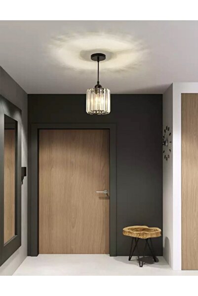 burenze Modern Luxury Sarkıt Kristal Taşlı Avize Hol Antre Avize Siyah
