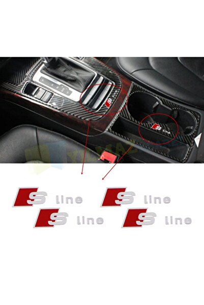 yılmazetic Audi S Line Logo Arma Amblem Direksiyon Vites Torpido Konsol Anahtarlık Metalize 4 Adet