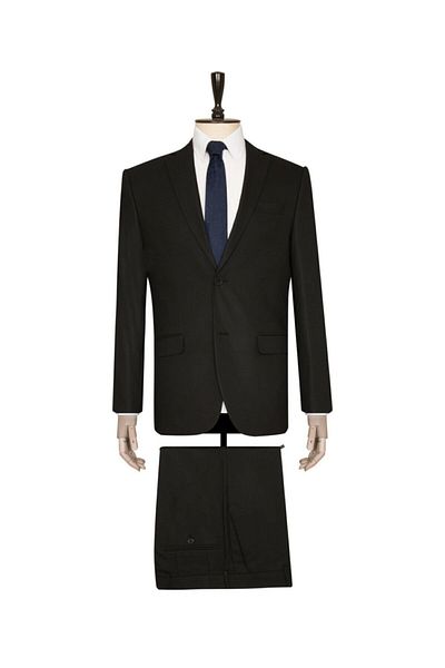 Gambocci Men's Black Comfortable Fit Classic Suit