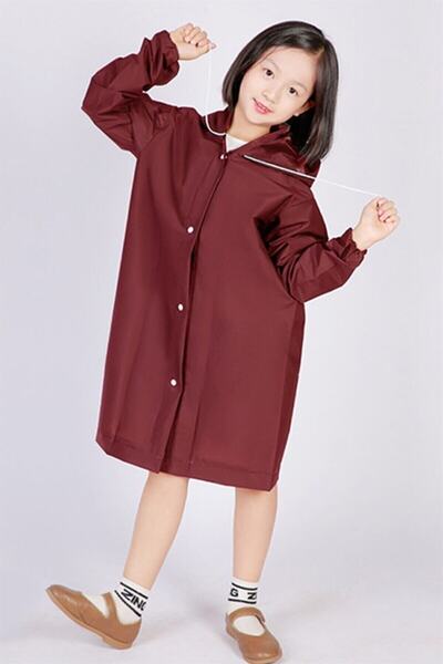 eleven market Eva Burgundy Praktični trend dječji kišni mantil unisex 8-12 go...