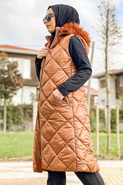 InStyle Наповнений баклава візерунком надувний жилет - Taba