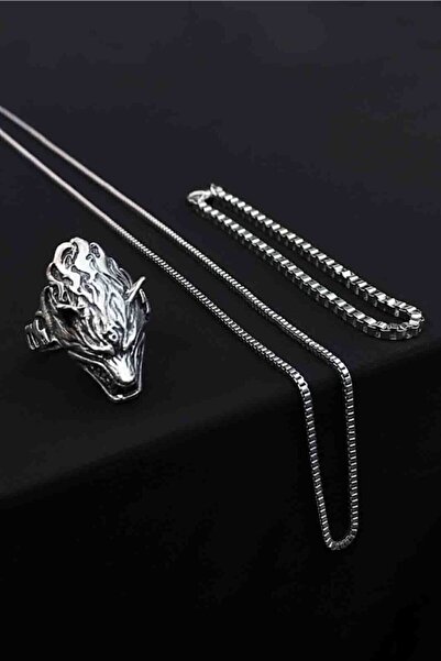 TREND COLLECTİON Kurt Ayarlanabilir Gümüş Kaplama Yüzük Küp Bileklik Ve Kolye...