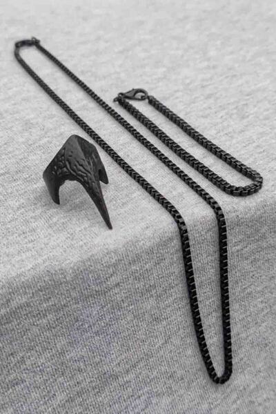 TREND COLLECTİON طقم سوار وقلادة على شكل حلقة مكعبة سوداء قابلة للتعديل من Zi...