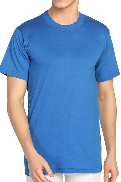 Mevsim Men's Saks Blue Openet Combed Cotton - Zero Collar Undershirt 34304