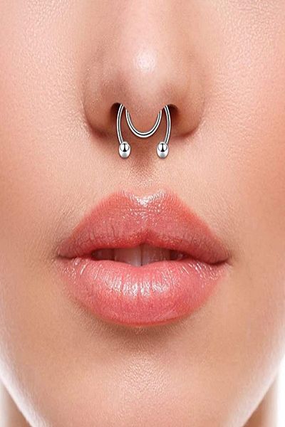 axexuar Black Silver Color 2Pcs Snap-On Compression Surgical Steel Non-Perforated Piercing to Noses Women Men