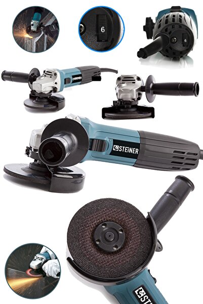STEİNER Germany Technology 2400 W 125mm Professional 6 Kademe Devir Ayarlı Avuç Içi Taşlama Makinesi