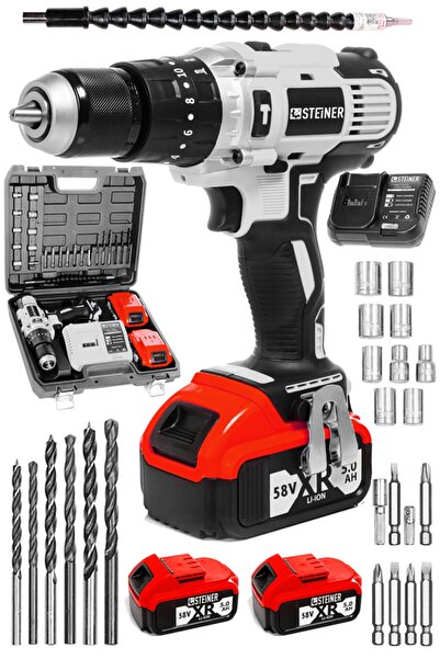 STEİNER Germany Technology Darbeli 13mm 58 V 5 Ah Çift Xr Akülü Metal Mandren...