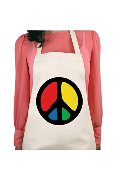 ART HEDİYE مريلة مطبخ مطبوعة تدوم طويلاً وطارد للماء وقابلة للغسل من Peace Peace Icon