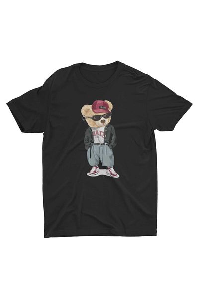 Bubus Hip-hop Cool Bear Teddy Bear Unisex Black T-Shirt