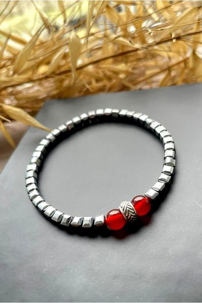 CRAZY TAKI TASARIM Hematite&Agate Natural Stone Bracelet