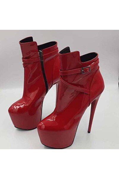 Tarz Topuklar Kadın Kırmızı Rugan 21cm Yüksek Topuklu Ayakkabı