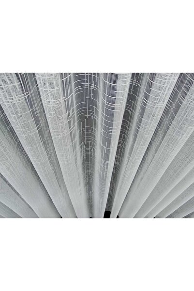 GOGOPERDE Örme Çizgili Desen Modern Tül Perde 1/2 Pileli