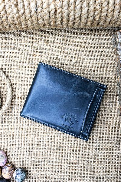 willpolo Мъжки портфейл Crazy Leather в черен цвят + държач за карти