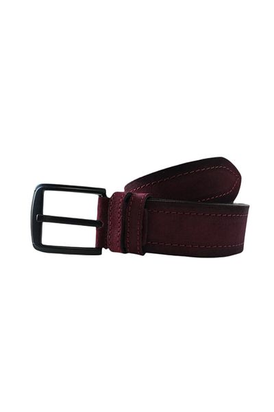 Kar-Pa 100% Genuine Leather Claret Red Suede Jeans Belt 4.5cm