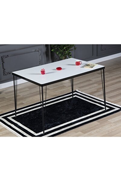 AVVİO Beren Yemek Masası Takımı-mutfak Masası Takımı-beyaz 80x120 Oval Kenar