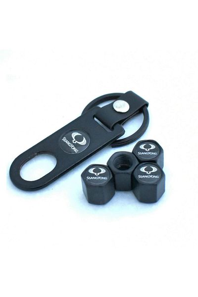 Ssangyong Korando Stainless Steel Valve Lid and Keychain Set