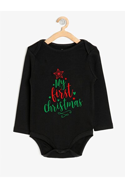 venüsdijital First New Year's Bodysuit Model 4 Black Baby Bodysuit
