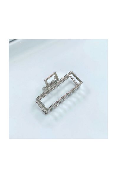 QUEEN AKSESUAR Silver Gray Small Metal Rectangle Blank Frame Latch Buckle Women's Children