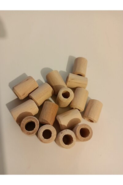 SinAksesuar 15 × 10 مم خرز خشبي أسطواني خام قطر الثقب 6 مم 40 قطعة