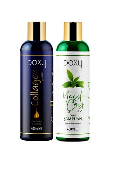 Poxy Green Tea Extract Collagen and Biotin Shampoo 400 ml - Special for Fine Hair