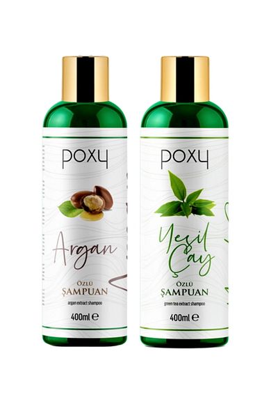 Poxy Green Tea Extract Argan Shampoo - 400 ml, Special for Fine Hair