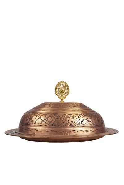 DMT COPPER HOME Dmt Gaziantep Copper Embroidered Presentation Plate Width 30 cm Height 10.5 cm Weight: 1.1 kg
