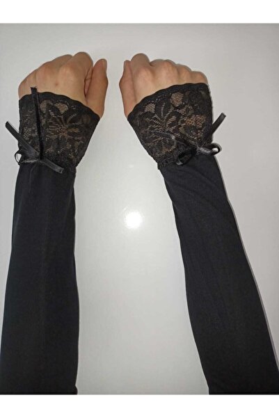 çiğdem eşarp Lari Fırfırlı Lüx Siyah Kolluk