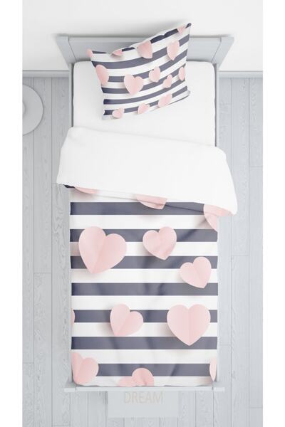 Şen Dekorasyon Spread Hearts Bed Cover Pillowcase Set