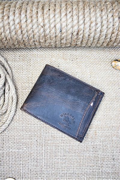willpolo Мъжки портфейл Crazy Leather в тъмнокафяво с държач за карти