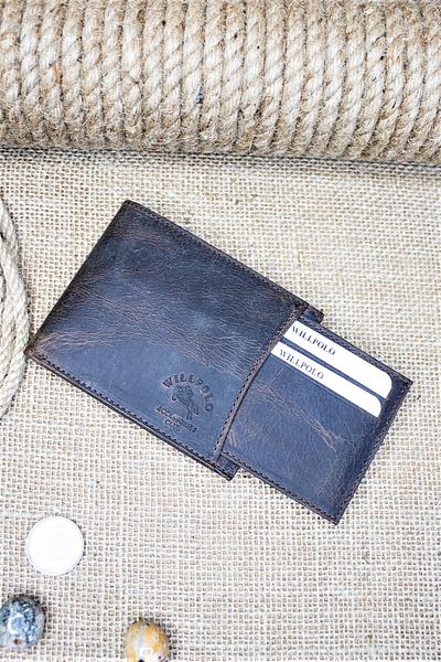 willpolo Мъжки портфейл Crazy Leather в тъмнокафяво с държач за карти