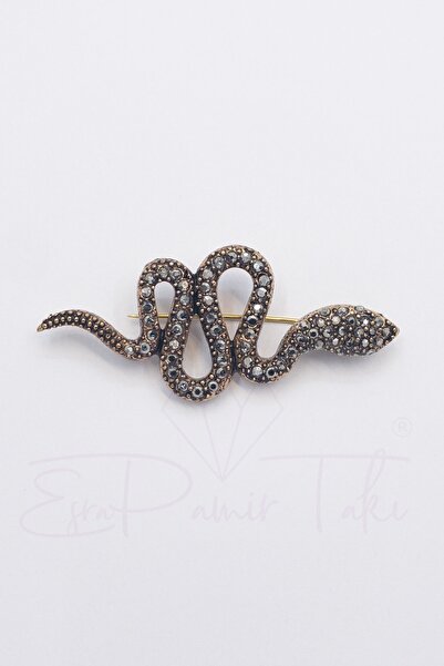 Esra Pamir Markazit Taşlı Bronz Yılan Broş