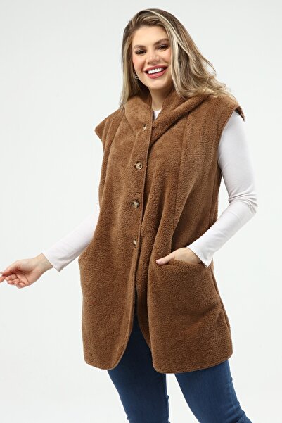 SENTEX Welsoft Buttoned Camel Women's Vest with Pockets