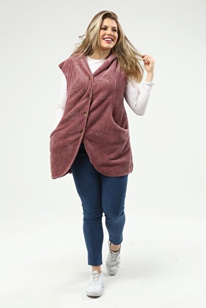 SENTEX Γυναικείο γιλέκο Welsoft Dusty Rose με τσέπες με κουμπιά