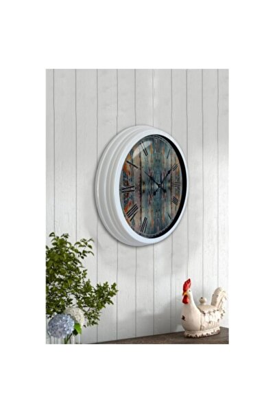 Bahat Living Room Office Wall Clock White Aluminum Metal Frame 40 cm